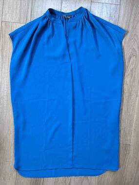 VINCE V-Neck Dress POCKETS Bright Blue Sleeveless Sz Large